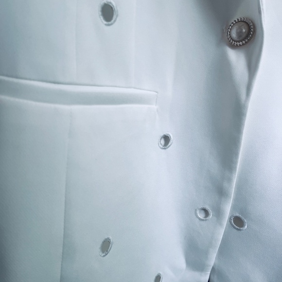 Adore White Embroidery Eyelet Lined Blazer 3/4 Sleeve One-Button Fastening XL - Picture 7 of 14